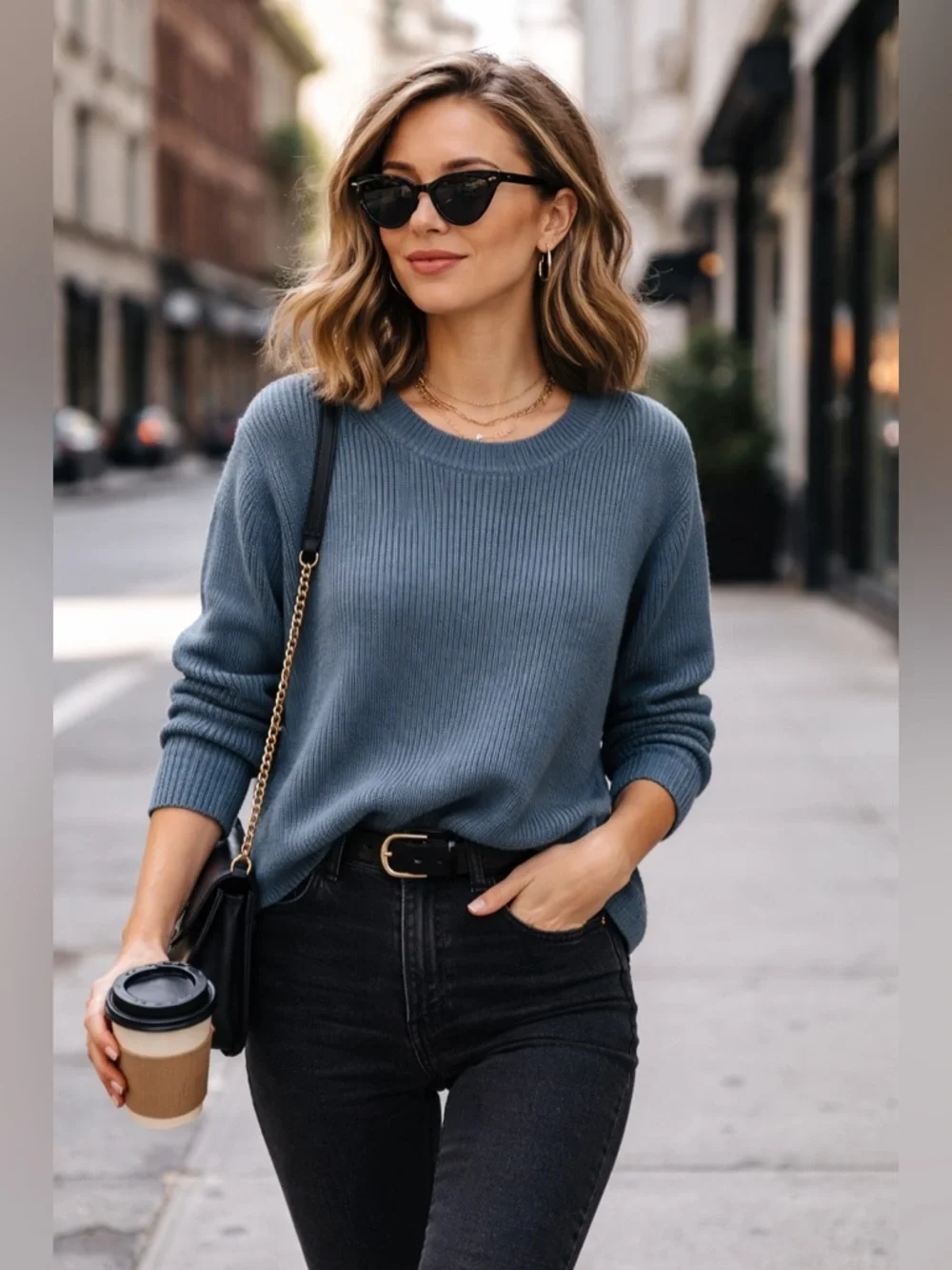 J.CREW Women's Ribbed Stretch Pullover Heather Blue Heavyweight Sweater BJ580 M